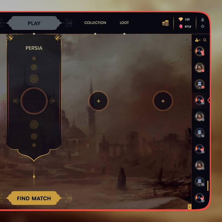 Portrait composition of the Persia matchmaking screen