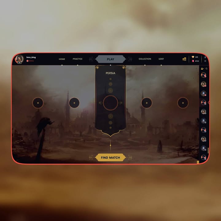 Persian Warrior matchmaking interface prepared to find a match